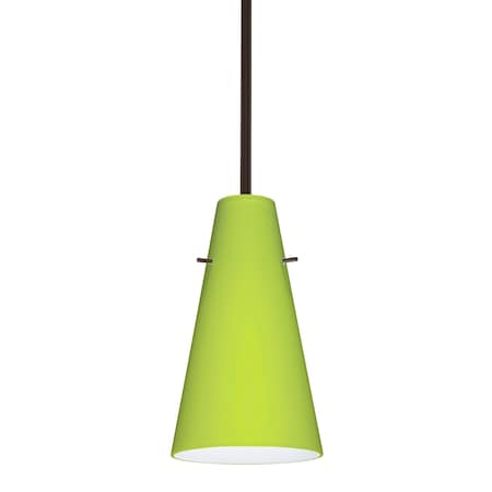 Besa Lighting Cierro Stem Pendant, Chartreuse, Bronze Finish, 1x100W Incandescent 1TT-412435-BR